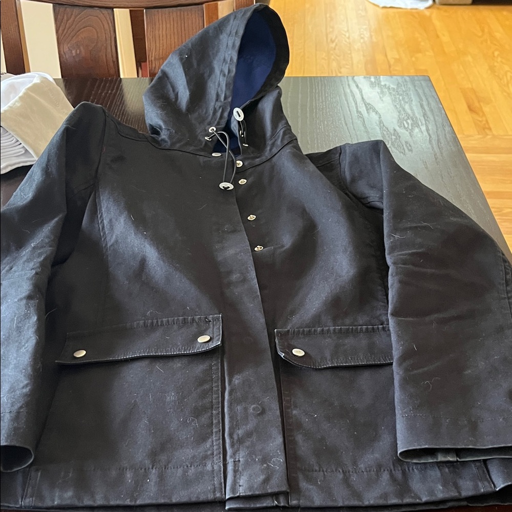 kate spade Black Hooded Coat with Snap Pockets